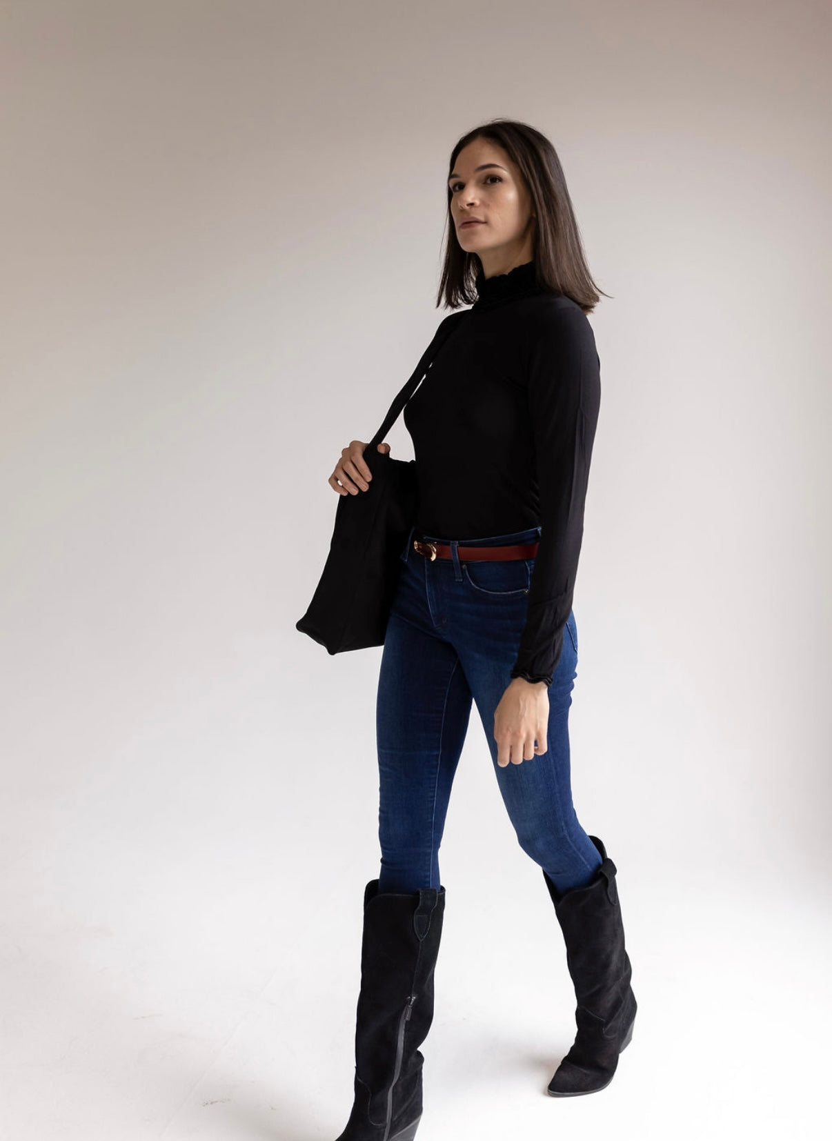 Ruffle Turtleneck Top