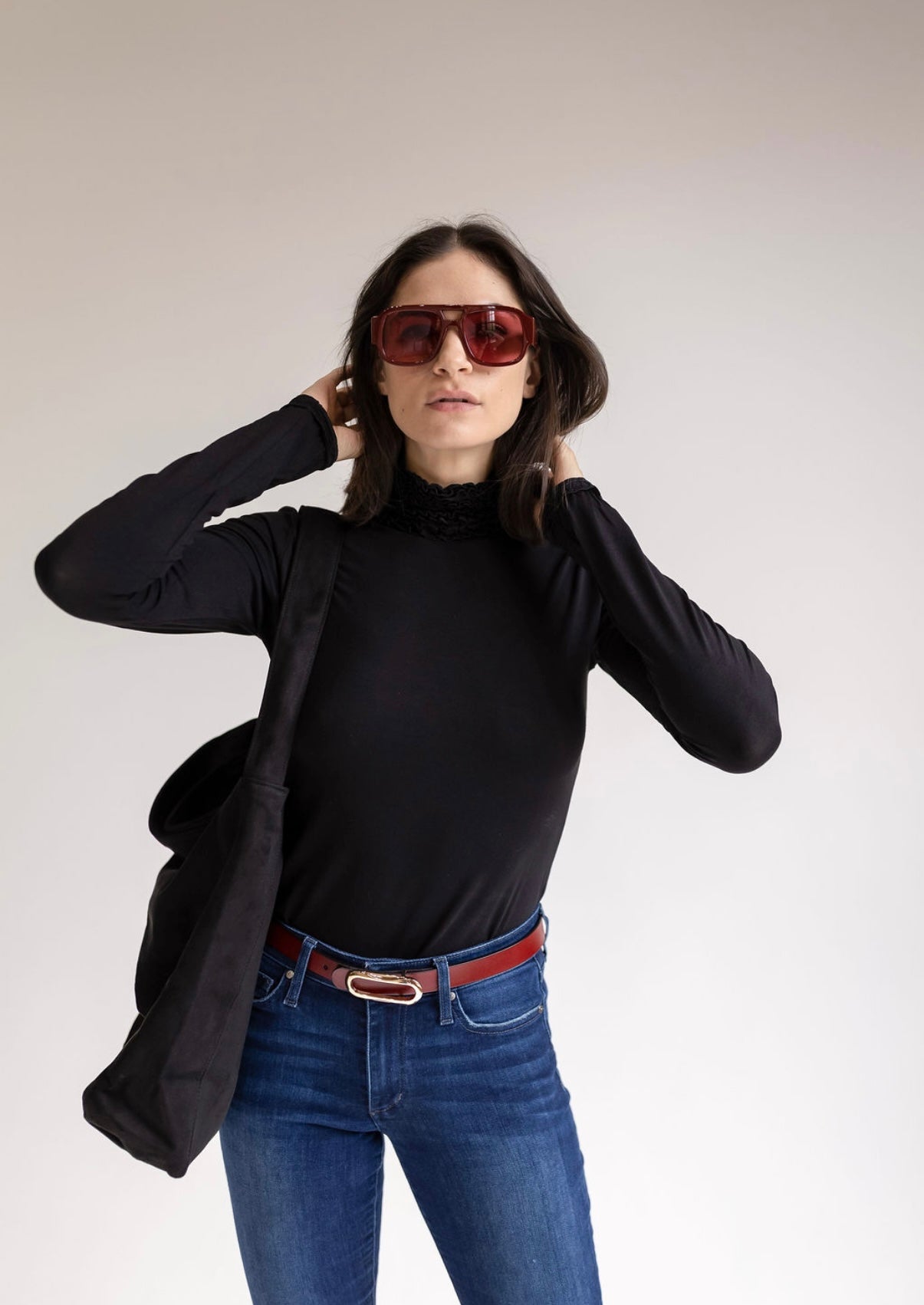 Ruffle Turtleneck Top