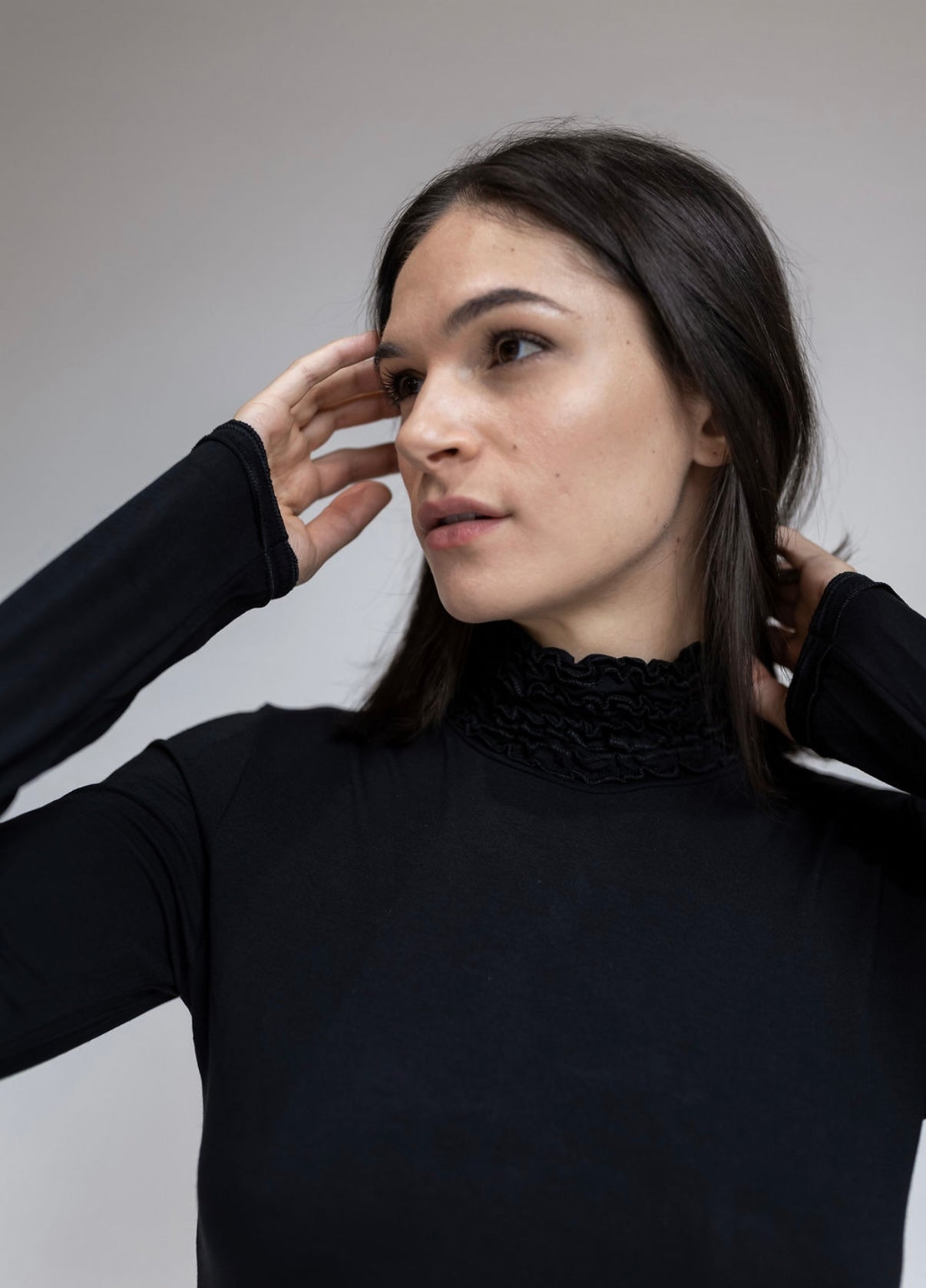 Ruffle Turtleneck Top