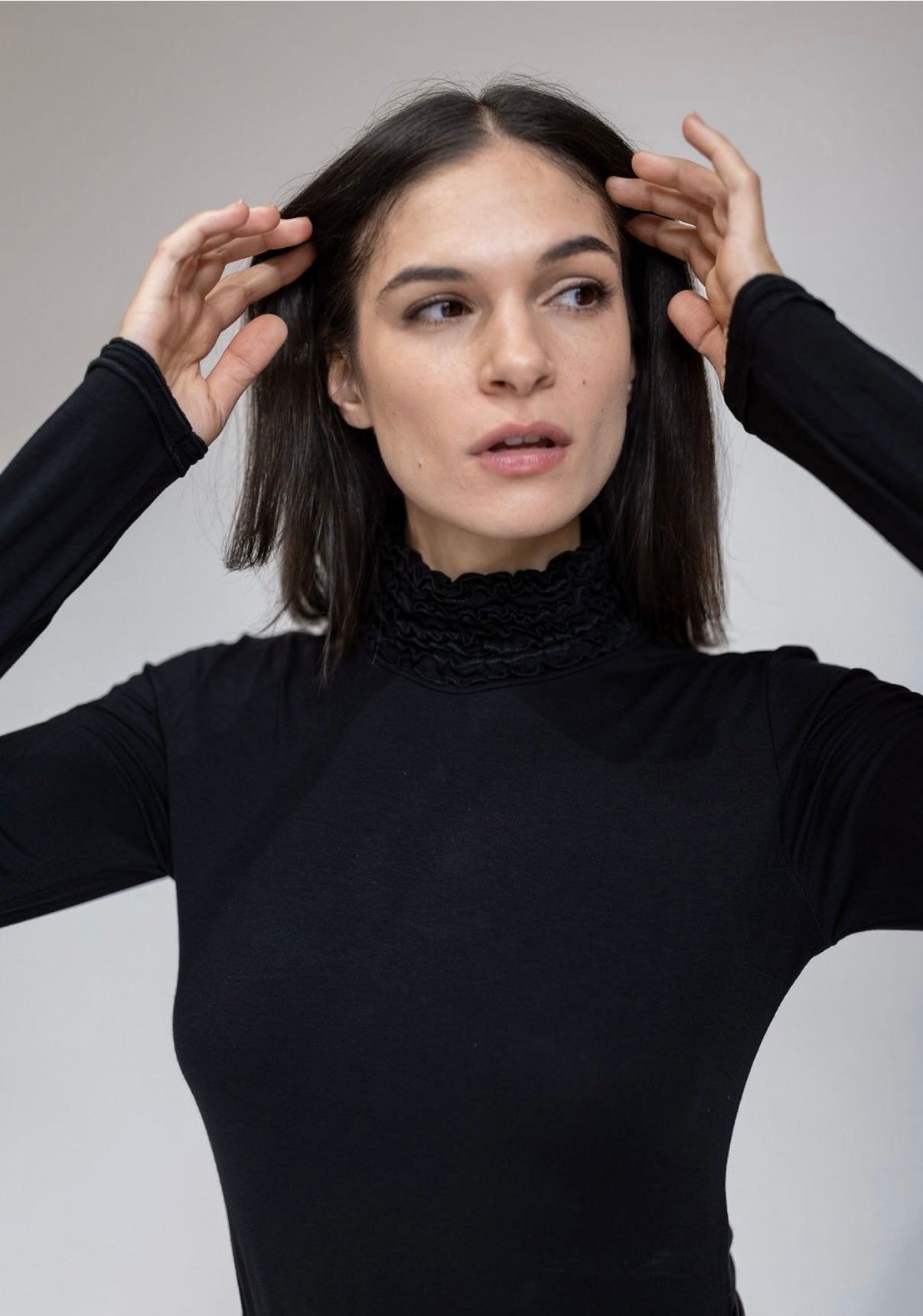 Ruffle Turtleneck Top