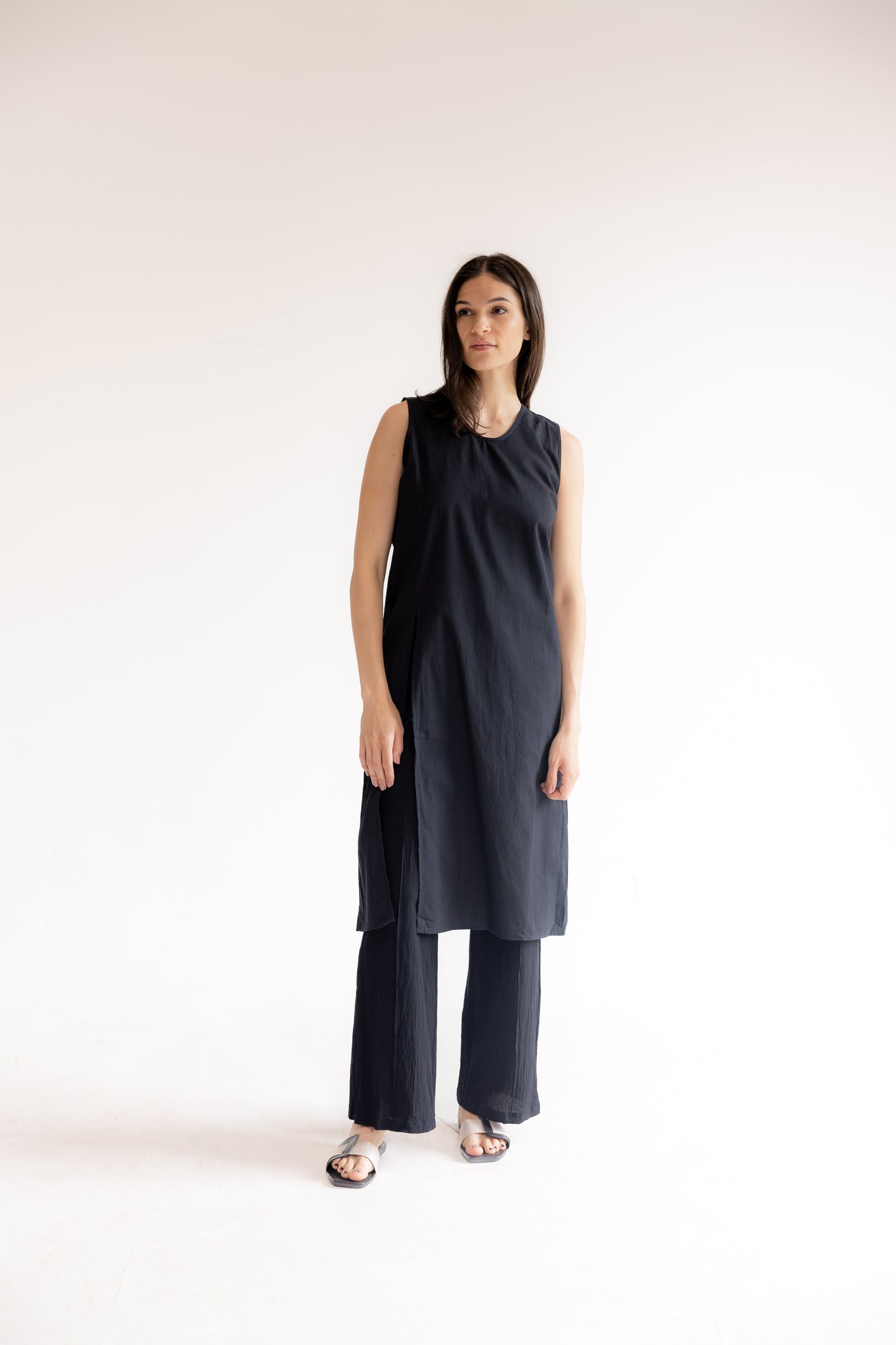 Sleeveless Split-Side V-neck Top