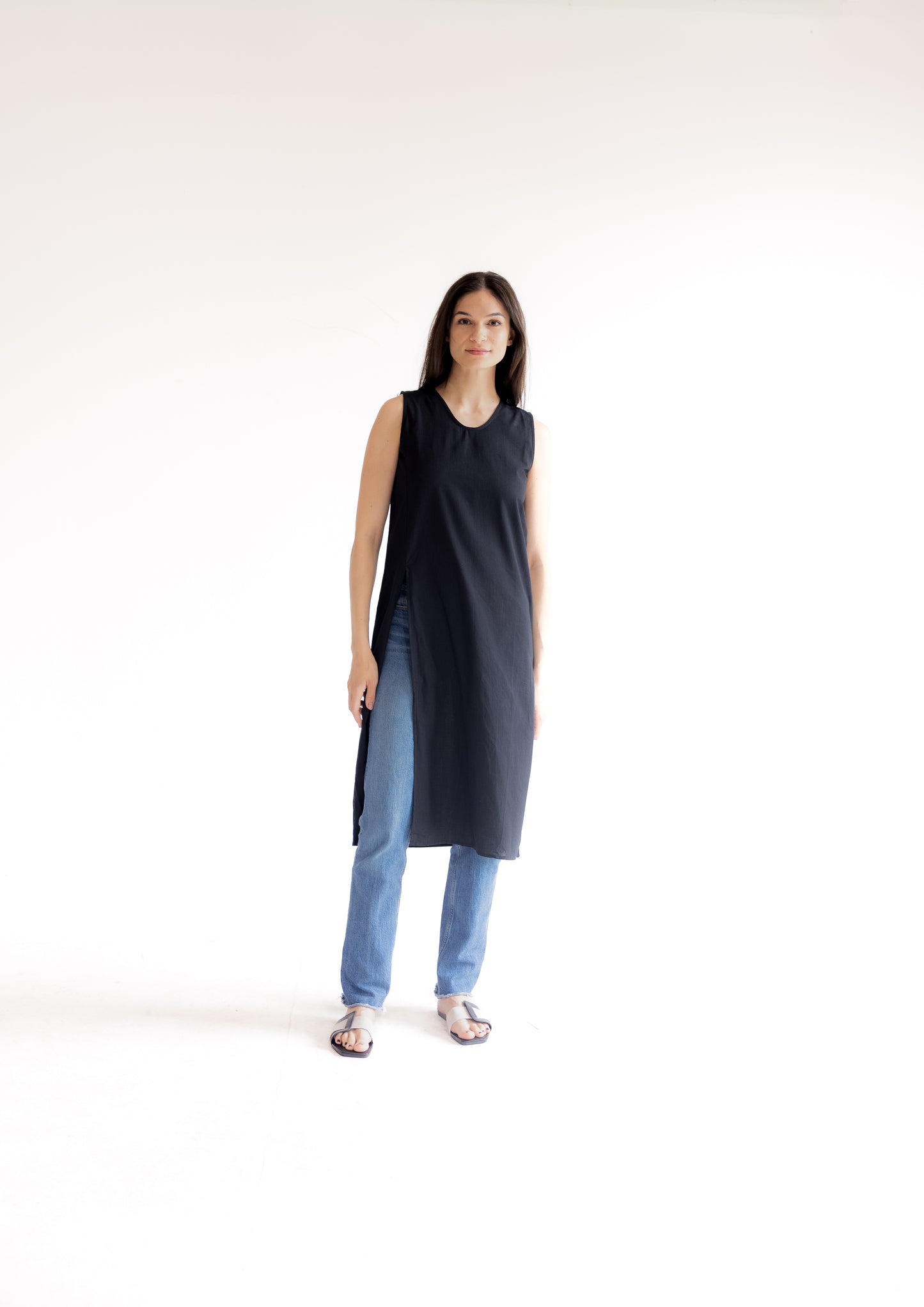 Sleeveless Split-Side V-neck Top
