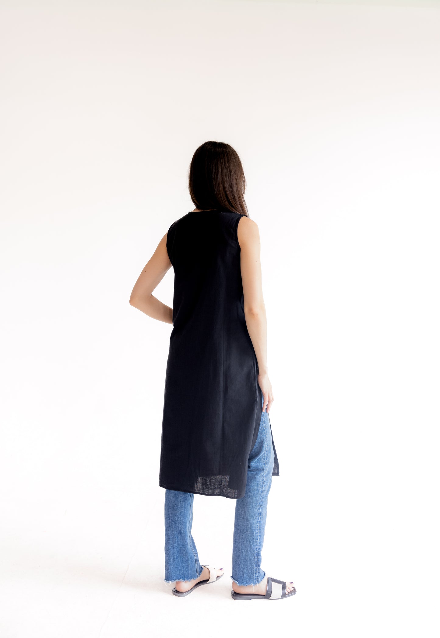 Sleeveless Split-Side V-neck Top