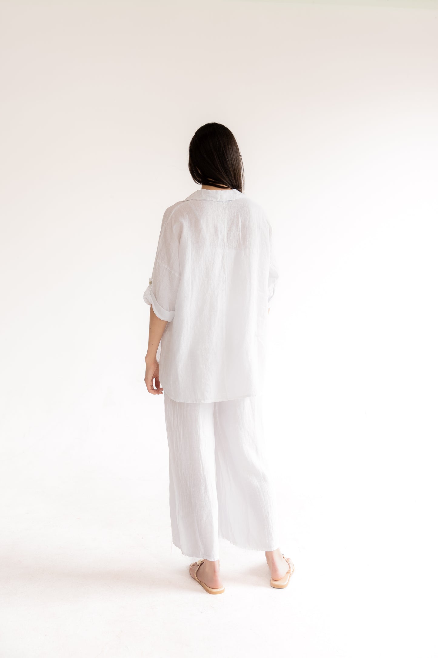 Linen Short-sleeve Tunic and Pants Set