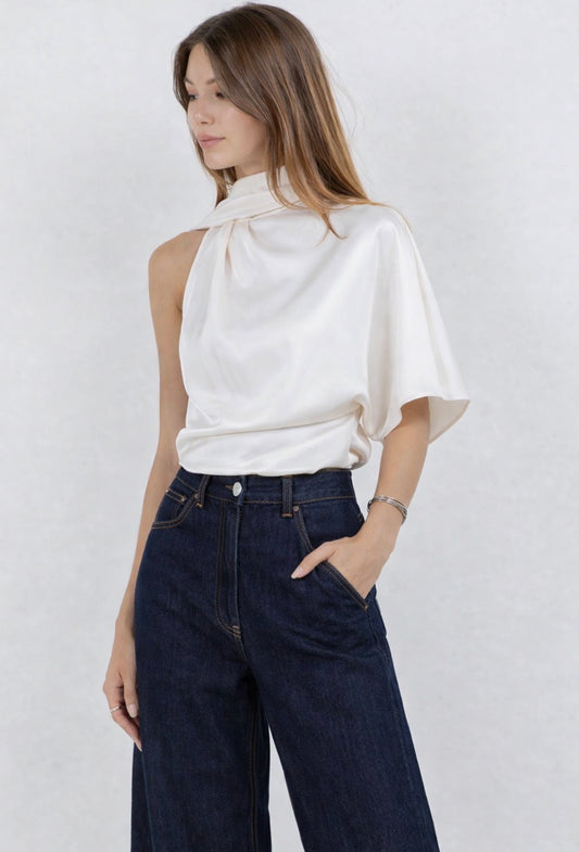 One shoulder Asymmetrical Sash Top