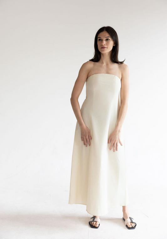 Bone Strapless Maxi Dress