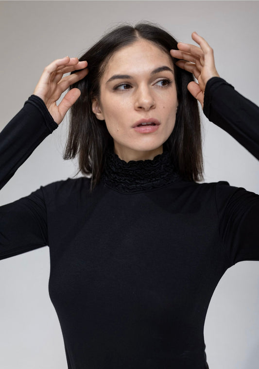 Ruffle Turtleneck Top